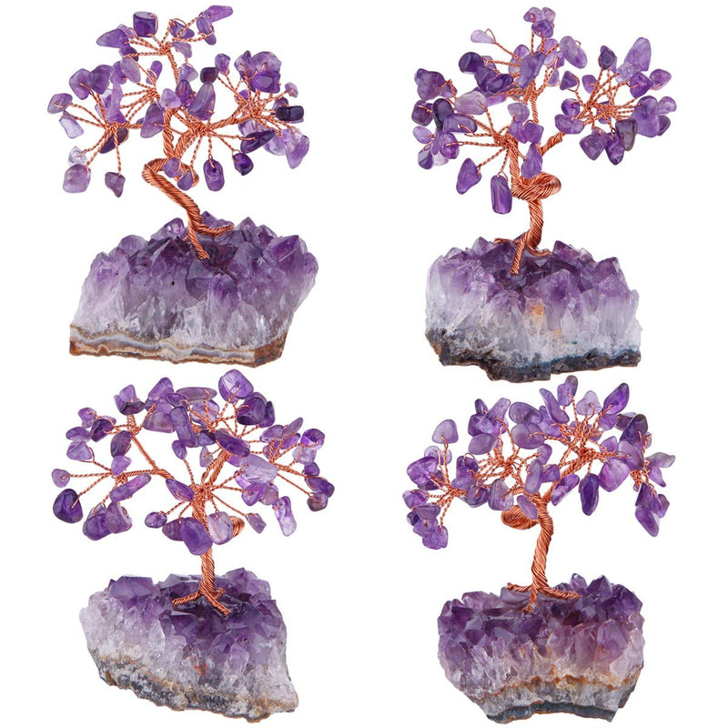 [Australia] - mookaitedecor Natural Amethyst Money Tree,Gemstone Feng Shui Ornaments Healing Crystal Tree Figurines,Amethyst Rough Stone Cluster Base 01#-purple 