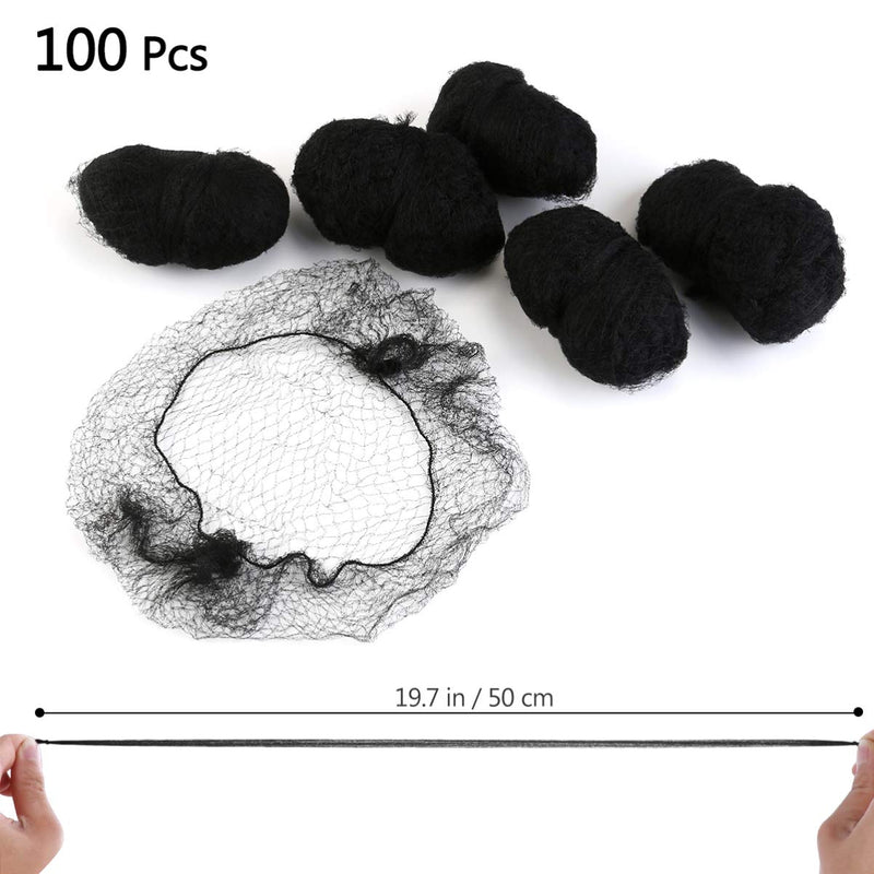 [Australia] - Frcolor 100pcs Reusable Hair Nets Invisible Elastic Edge Mesh Invisible Hairnet Hair Bun Accessories for Women Girls 50CM 