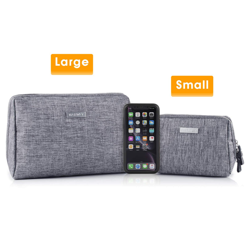 [Australia] - Large Makeup Bag Zipper Pouch Travel Cosmetic Organizer for Women and Girls (Large, Grey) Large A-Grey 