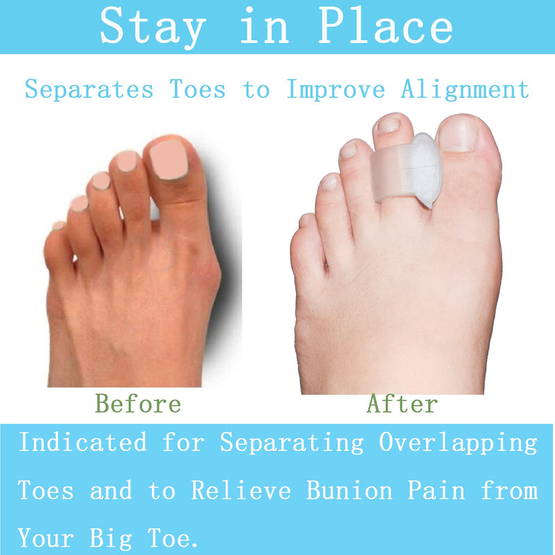 [Australia] - MENOCADY Pack of 12 Gel Toe Separator, (1/4" Thick) Big Toe Spacers, Single Loop Toe Spreader for Bunions, Overlapping Toe, Corrector and Spacer (Clear) 