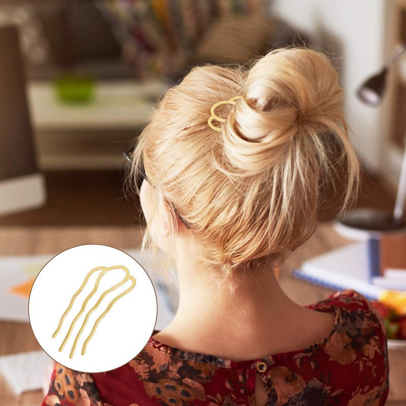 [Australia] - 10 PCS Hair Pins 4 Teeth U Shaped Hair Bun Pins Metal Hair Pins Hair Twist Pins Grip Hair Fork Hair Sticks For Buns Hair Pins Lady Style Grip Stylish Hair Accessories For Women Girls 