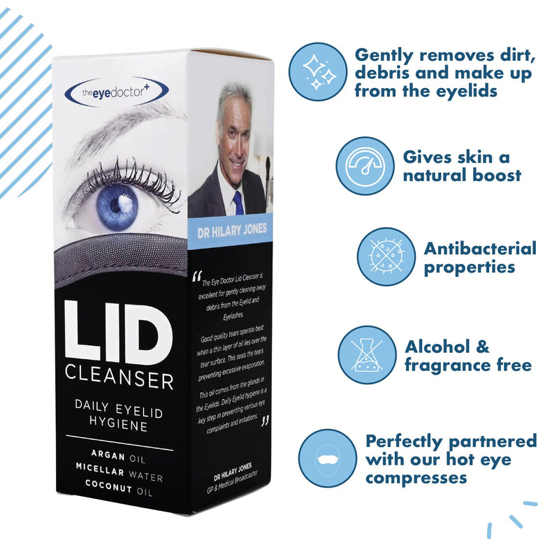 [Australia] - The Eye Doctor Lid Cleanser – Eyelid Cleanser to remove debris and make up from eyelids – Suitable for sensitive eyes – Contains Argan Oil Coconut Oil and Micellar Water 100ml 100 ml (Pack of 1) 