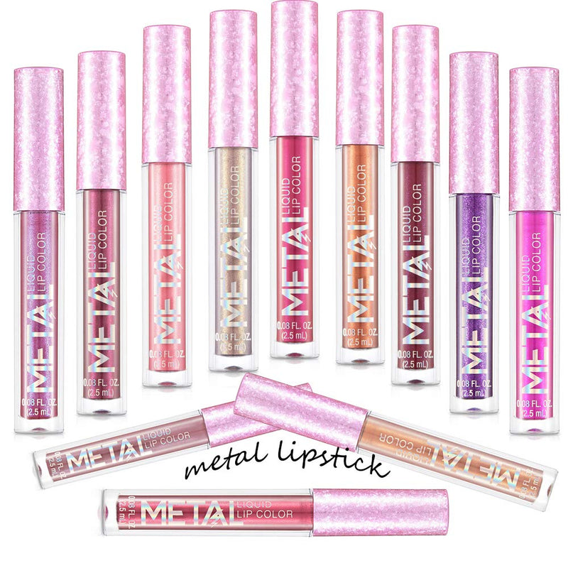 [Australia] - Glitter Shimmer Liquid Lipstick Set 12 Colors Shinning and Long Lasting Waterproof Colourful Lip Gloss Set (12 PCS ) 