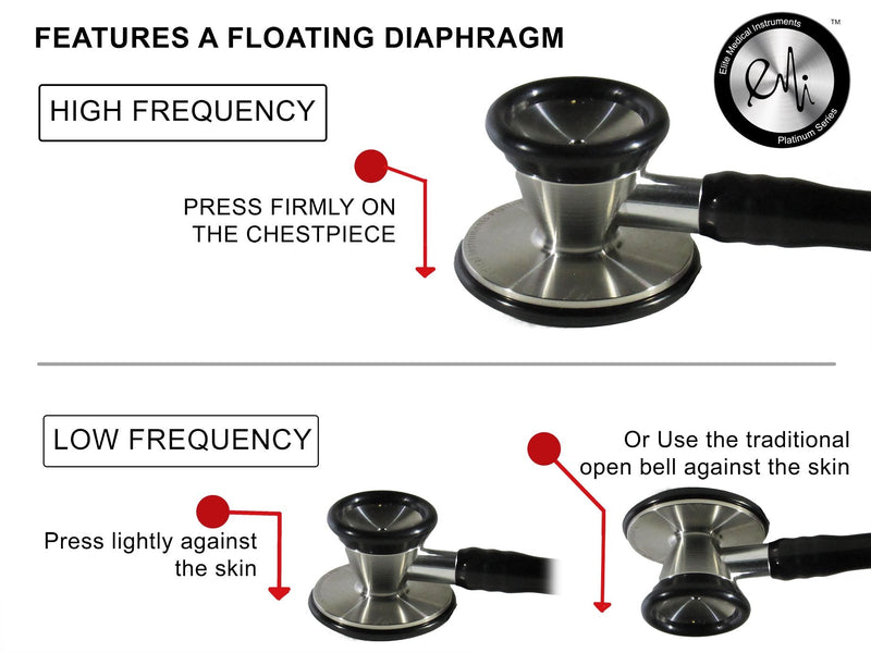 [Australia] - EMI Platinum Series Deluxe Black Cardiology Stethoscope with pressure sensitive Diaphragm ESC-333 