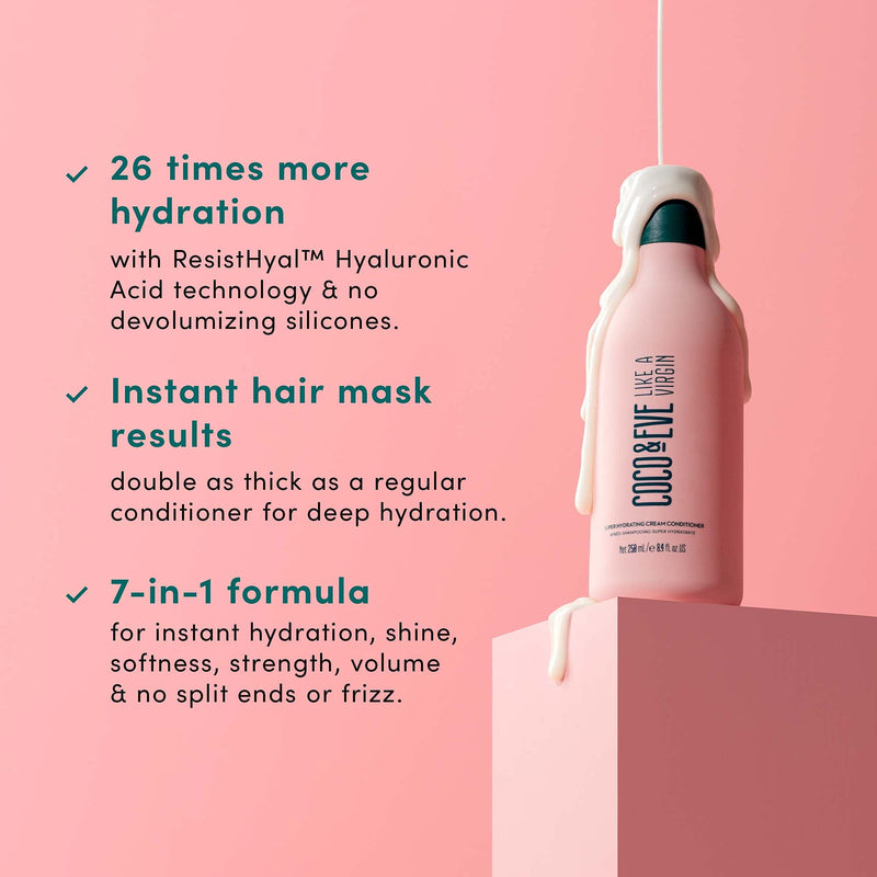 [Australia] - Coco & Eve Like A Virgin Super Hydrating Cream Conditioner - Sulfate free with Argan Oil & Coconut | For Dry Damaged, Color Treated Hair | Frizz Control | Hair Detangler & Moisturizer (250ml) 