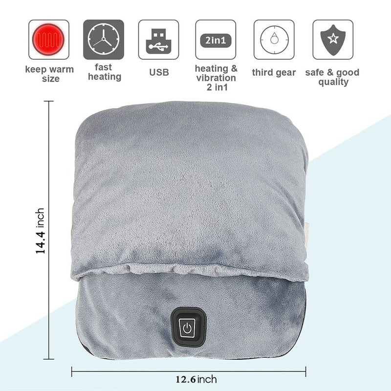 [Australia] - Foot Warmer With Vibration Feature,Electric USB Heated Feet Warmers,Massage and Heating,Soft Plush Micro Mink Fabric & Fast Heating,Auto-off ,Gifts for Women and Men 
