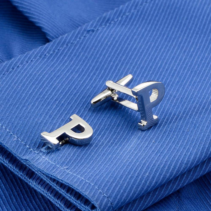 [Australia] - HAWSON Initials Cufflinks for Men Silver Plated Tone Mens Shirt Accessorry P 