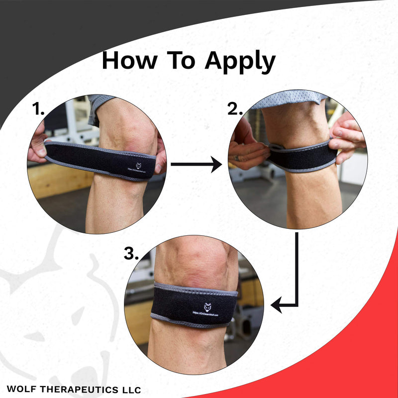 [Australia] - Dr. Wolf Knee Strap for Patellar Tendon Support – Pain Relief Band for Jumper’s Knee, Basketball, Running, Tendonitis, Patellofemoral, Chondromalacia - Adjustable Neoprene Brace (Black) Black 