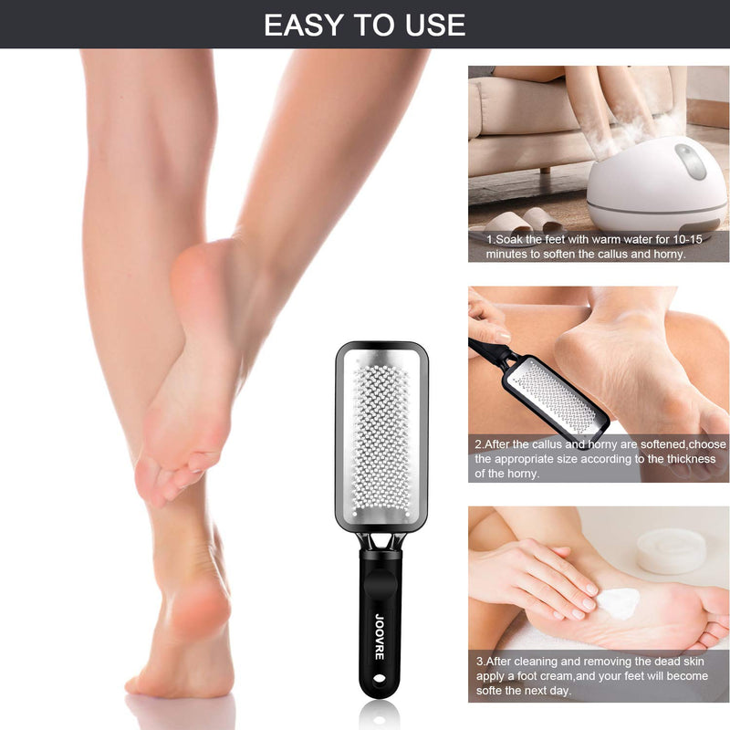 [Australia] - Foot File by Joovre, Best Callus Remover for Dry and Wet Feet, Exfoliates, Removes Hard Skin, Surgical Grade Stainless Steel File (Black) 