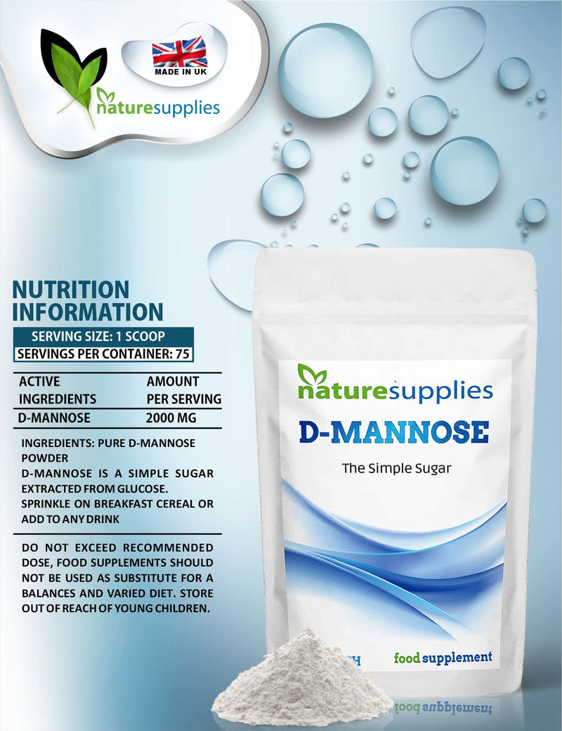 [Australia] - D-mannose Powder 150g - GMO Free - Vegan Friendly - Highly Concentrated Mannose, Pure Ingredients, No Chemicals in Our Supplements from Naturesupplies 