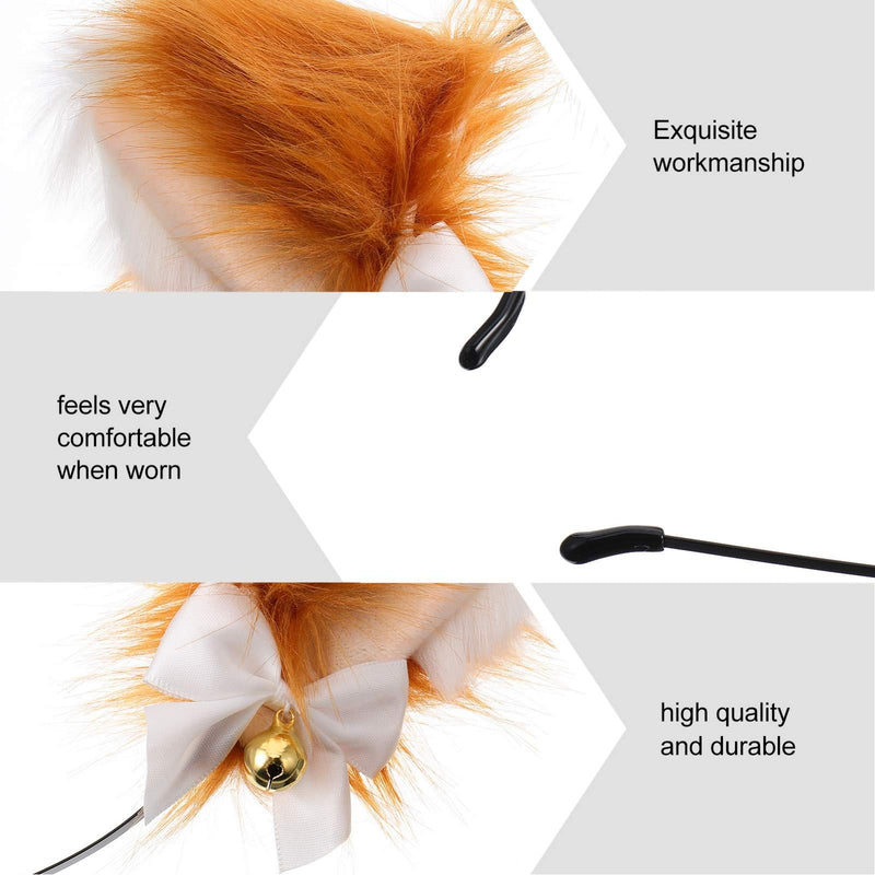 [Australia] - FRCOLOR Fox Ears Headband Plush Anime Animal Headband Cosplay Fur Cat Ears Hairband Party Costume Hair Accessories for Kids and Adults Brown Light Brown 