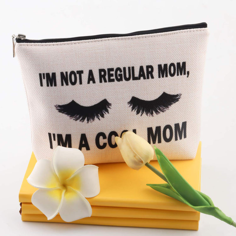 [Australia] - POFULL Cosmetic Bag for Mom Mather Travel Makeup Pouch I'm Not A Regular Mom I'm A Cool Mom Makeupbag Mother's Day (Cool mom makeup bag) Cool mom makeup bag 