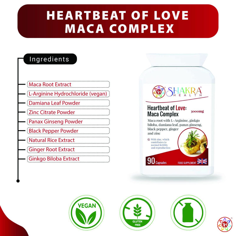 [Australia] - Heartbeat of Love: Maca Complex | SexuaI Health & FertiIity Formula. Intimate, Drive, Energy, Stamina | Spiritually Aligned by Shakra Health 