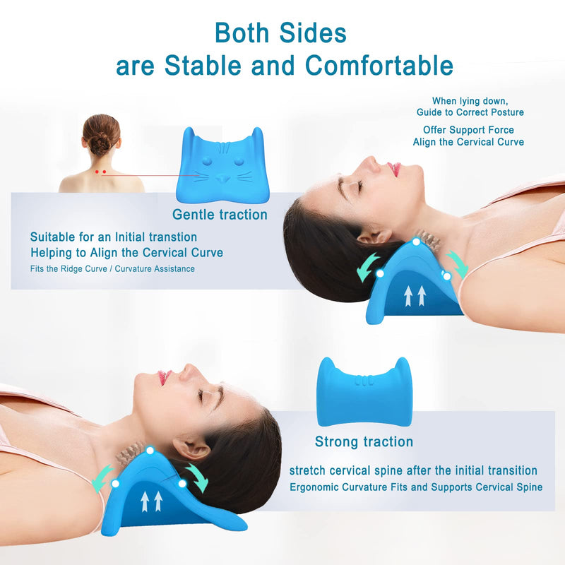 [Australia] - Neck Stretcher for Neck Pain Relief,Cervical Traction Device Pillow,Neck and Shoulder Relaxer for TMJ Pain Relief and Cervical Spine Alignment,Chiropractic Pillow Neck Posture Corrector Blue 