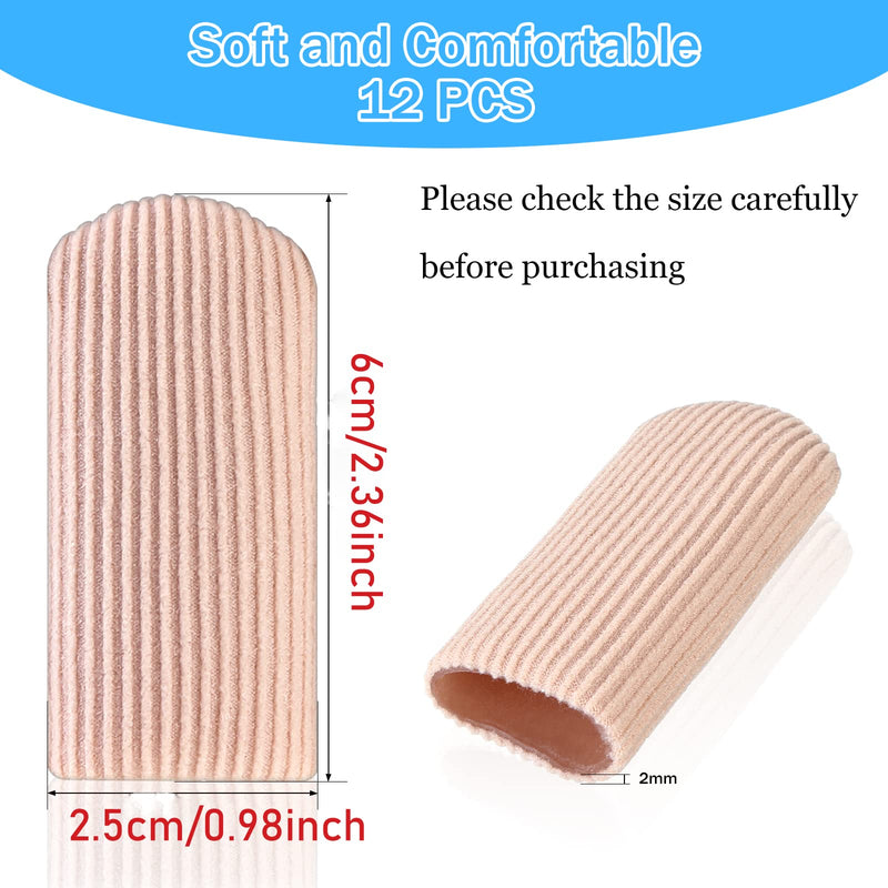 [Australia] - 12 Pieces Toe Tubes Sleeves, Toe Protectors, Toe Bandages with Fabric and Gel Gel Toe Protector for Women Prevent Bunions Hammertoes Callus Corn Blisters Finger (0.98 Inch Diameter) 0.98 Inch Diameter 