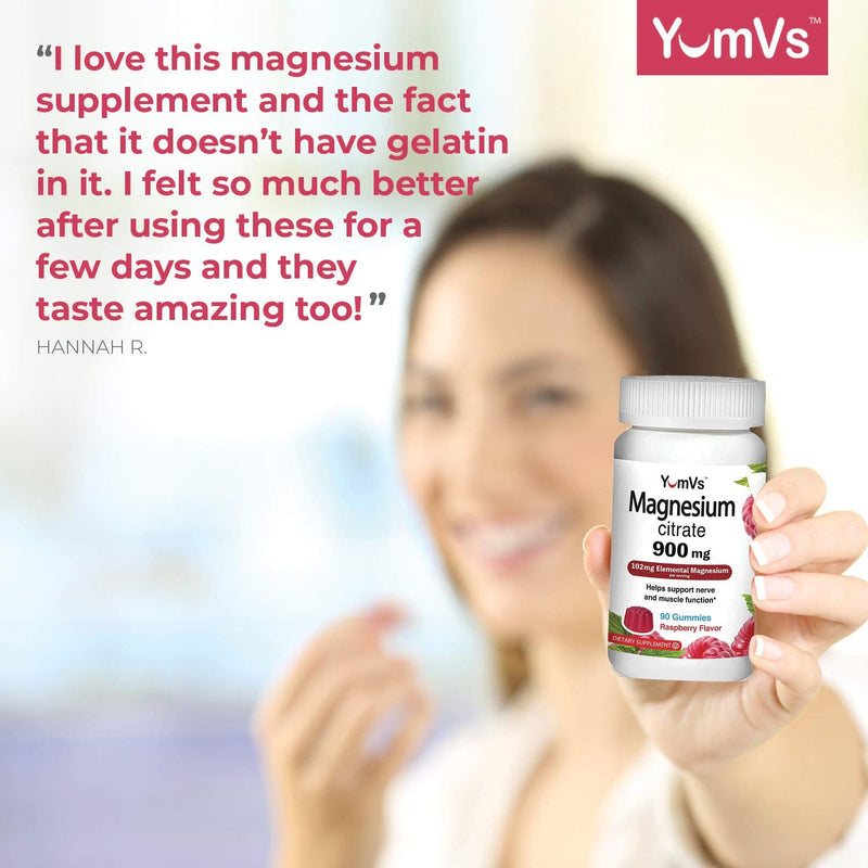 [Australia] - Magnesium Citrate Gummies by YumVs | 900mg Magnesium Citrate (102mg of Elemental Magnesium) | Highly Absorbable Citrate | Supports Nerve, Enzyme & Muscle Function for Adults | 90 Count 