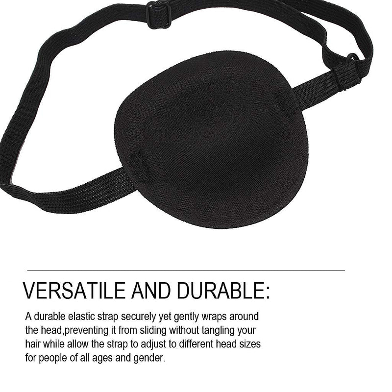 [Australia] - SWKJ 2 PCS Set Eye Patch Single Eye Mask with Adjustable Buckle Soft and Comfortable Pirate Eye Patch for Adults and Kids for Amblyopia Lazy Eye- Black 