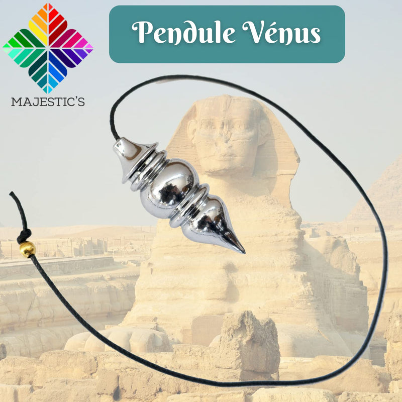 [Australia] - Esoteric / Oracle Pendulum - Egyptian Pendulum Venus with Witnesses - Radiesthesia Pendulum - Chrome - 26 g 