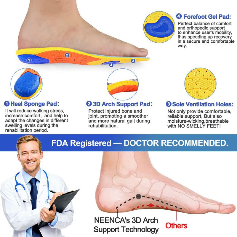 [Australia] - NEENCA Professional Plantar Fasciitis Shoe Insoles, Arch Support Orthotic Inserts, Medical Grade Running Athletic Gel Boot Insoles for Flat Feet, High Arch, Fallen Arch, Arch/Foot/Heel Pain Relief 1: Men 4-8 / Women 5-9 
