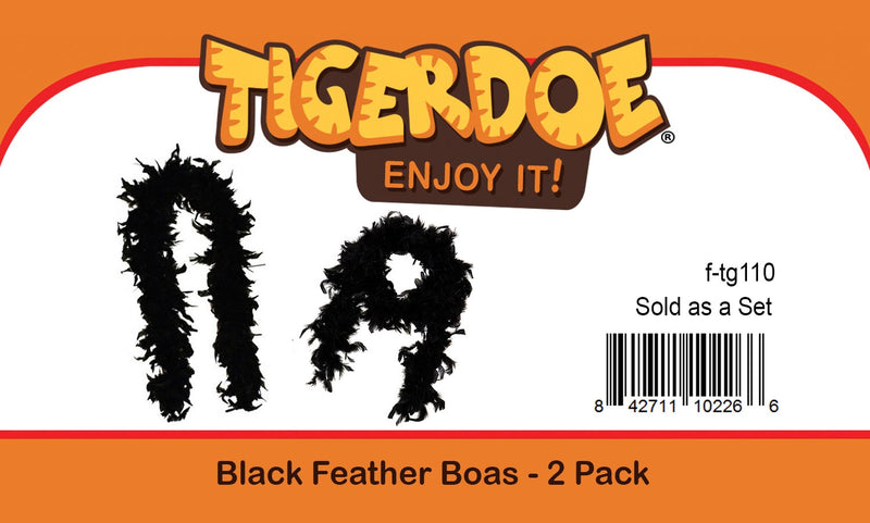 [Australia] - Tigerdoe Feather Boas - 2 Pack Marabou Boas, Party Dress Up Costume Accessories, 72 Inch Long 2 Pack Black Boas 