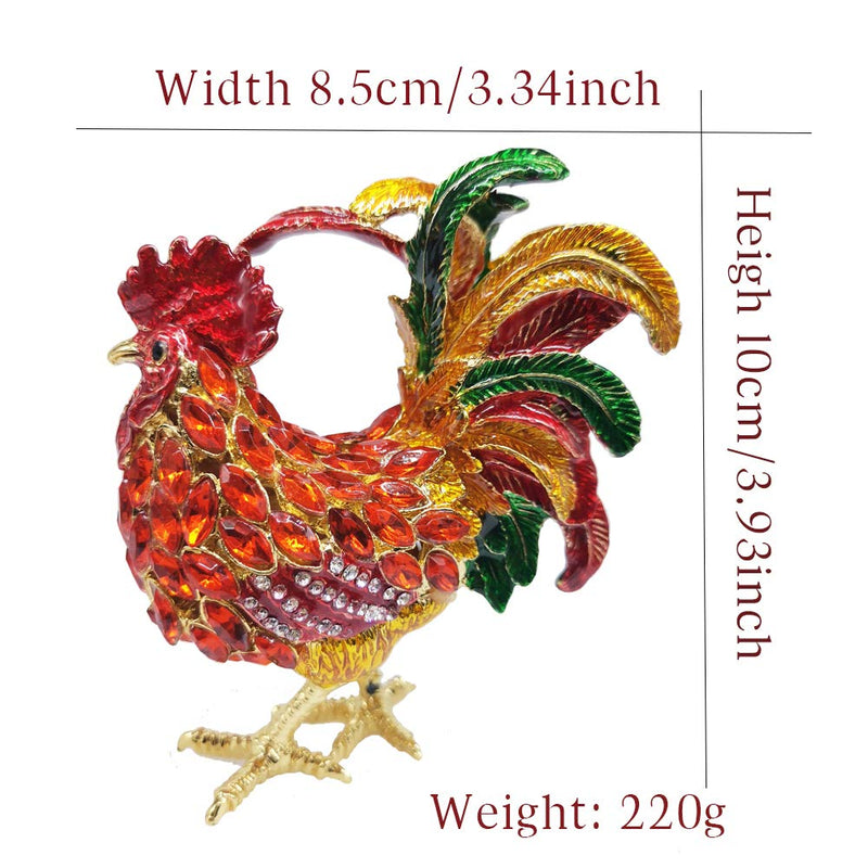 [Australia] - Furuida Rooster Trinket Boxes Hinged Enameled Jewelry Box Hand-Painted Animals Ornaments Craft Gift for Home Decor (Red) Red 