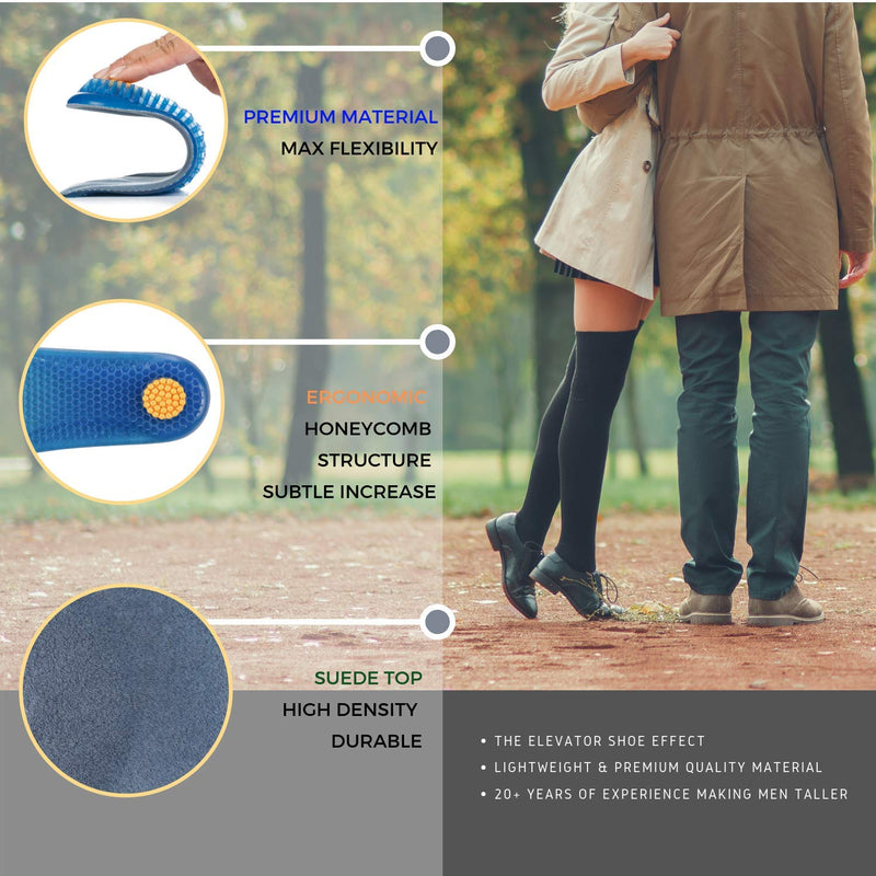 [Australia] - Height Increase Elevator Half Insole for Men 1/2 inch Taller Heel Lift Insert - Silicon Honeycomb Shaped Gel 