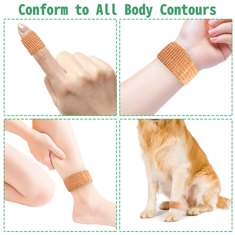 [Australia] - 24 Pack Self Adherent Cohesive Wrap Bandages 1 Inches X 5 Yards,First Aid Tape, Elastic Self Adhesive Tape, Athletic, Sports wrap Tape, Bandage Wrap for Sports, Wrist, Skin Colour Athletic Tape 