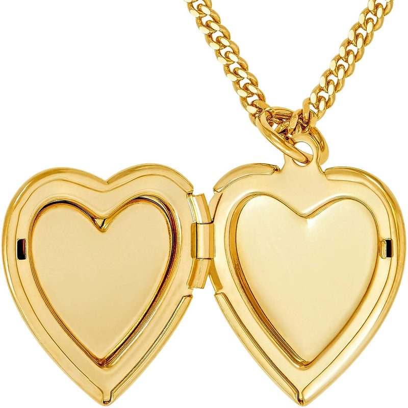 [Australia] - LIFETIME JEWELRY Inlaid Heart Locket Necklace for Women and Girls 24k Gold Plated 