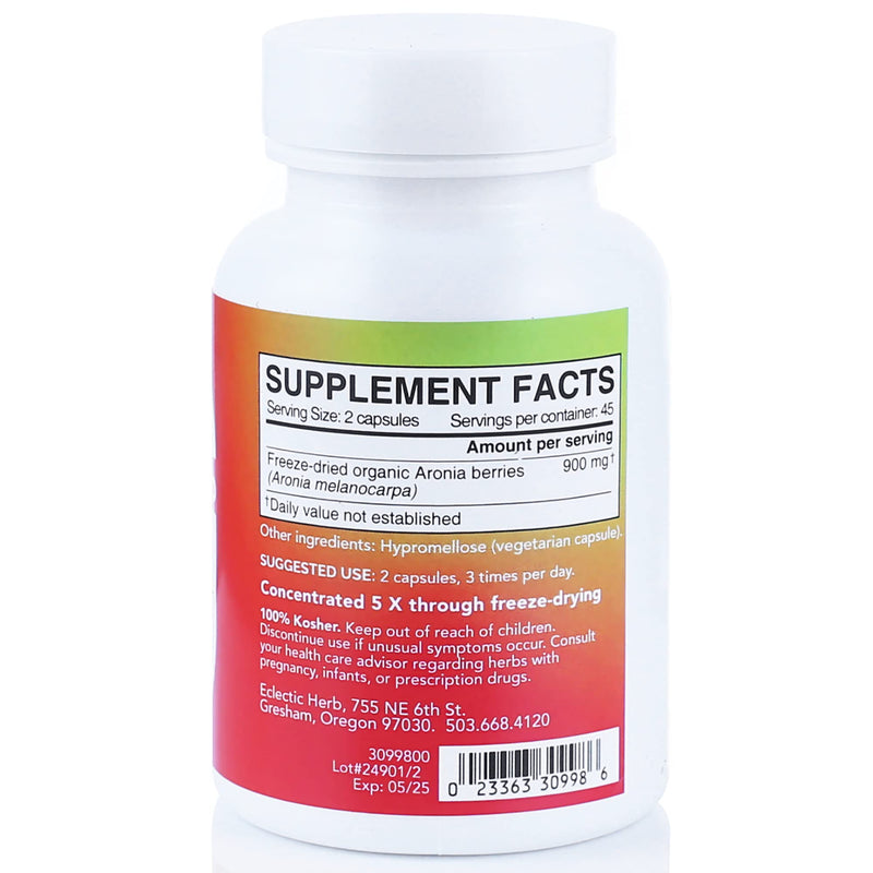 [Australia] - Eclectic Institute Raw Freeze-Dried Organic Aronia Berry Capsules | Supports Heart, Immune System, Digestive, and Urinary Tract Health | 90 CT 