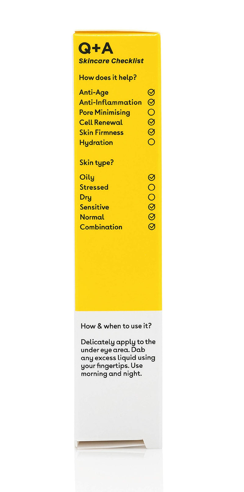 [Australia] - Q+A Caffeine Eye Serum. An eye serum to boost circulation and de-puff the under eye area. 15ml/0.5fl.oz 