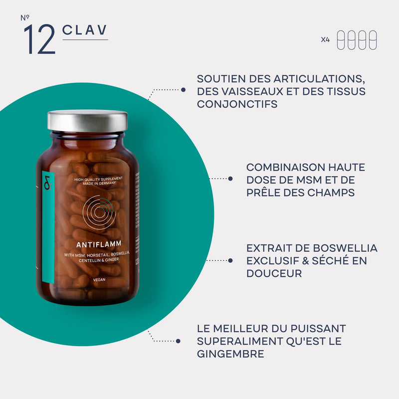 [Australia] - N�12 ANTIFLAMM - Anti-inflammatory & Joint Health with Boswellia Serrata Horsetail MSM Capsules High Dose - with Gotu Kola & Ginger Extract - 120 Capsules 