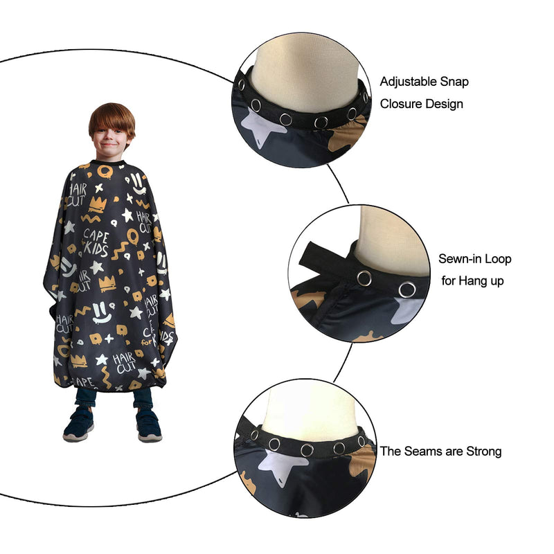 [Australia] - Barber Cape for Kids, Pelocapa Hair Cutting Cape with Metal Snap Closures, Professional Salon Hairdressing Cape for boys, Waterproof & Light Weight & Machine Washable - 39”× 47”（Crown Pattern） Crown Pattern 