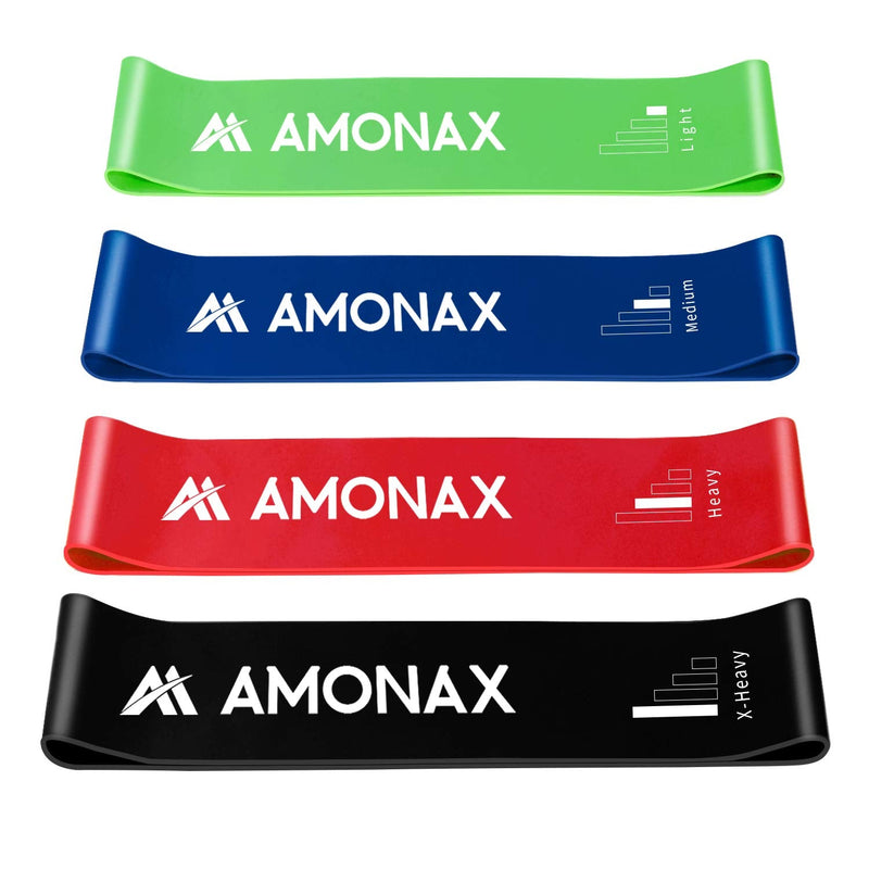 [Australia] - Amonax Resistance Bands Set for Women and Men, Exercise Fitness Home Gym Bands for Legs and Glutes and Arms. Yoga, Pilates Resistant Band Mini Loop Bands, Therapy Stretch Band Green+Blue+Red+Black 
