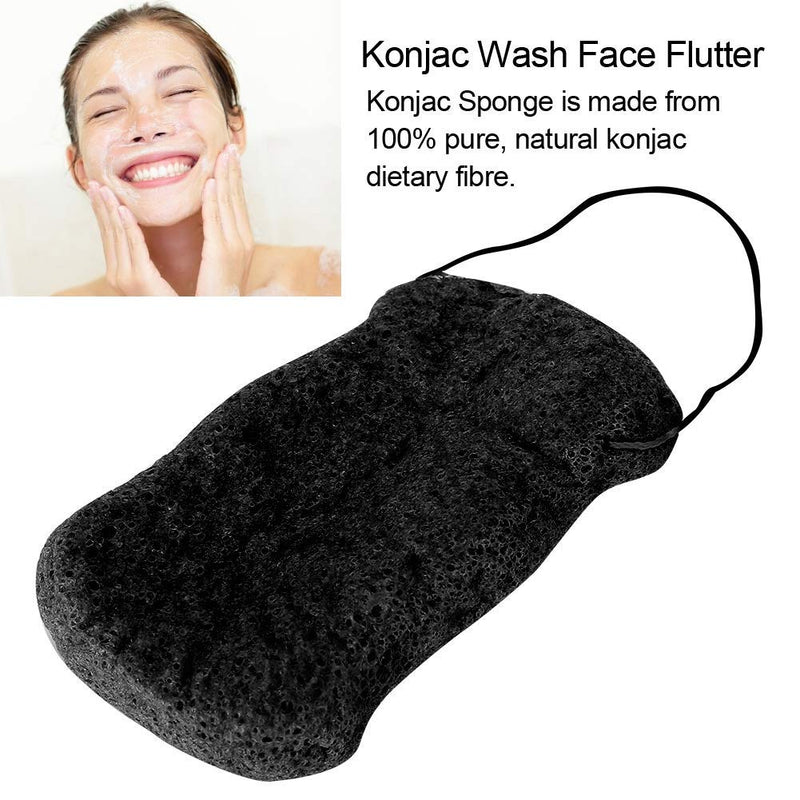 [Australia] - Konjac Sponge Set, Body Sponge 100% Natural Long Wave Type Big Size Body Konjac Wash Face Flutter Facial Body Care Sponges for Body & Facial Sponge Deep Cleansing Sponge for Skin Care (Black) Black 