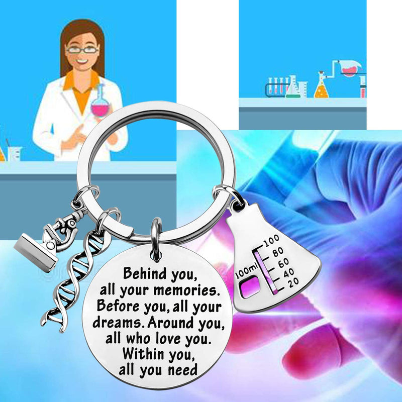 [Australia] - FEELMEM Biology Chemistry Keychain Future Chemist Gift Behind You All Memories Before You All Your Dream Science Tech Keychain Scientist Biology Student Graduation Gift 