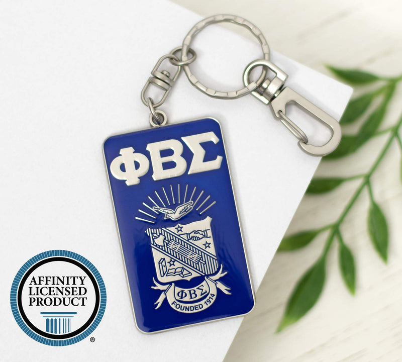 [Australia] - Bad Bananas Phi Beta Sigma Fraternity - Keychain - Classic Letters and Shield - Silver Metal with Enamel Fill - Officially Licensed 