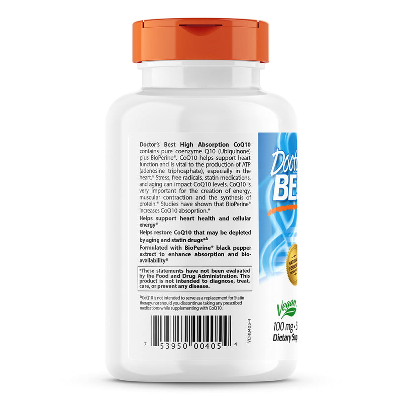 [Australia] - Doctor's Best High Absorption CoQ10 with BioPerine, Gluten Free, Naturally Fermented, Vegan, Heart Health & Energy Production, 100 mg 360 Veggie Caps 360 Count (Pack of 1) 
