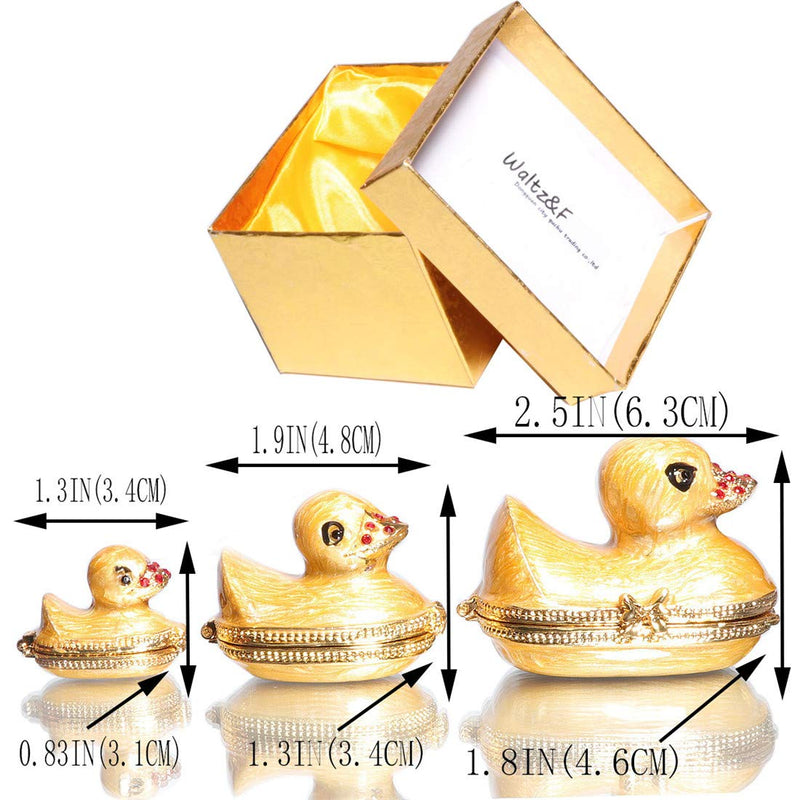 [Australia] - Waltz&F Three Generation Duck Jeweled Trinket Box Hinged Hand-Painted Ring Holder Home Decoration 