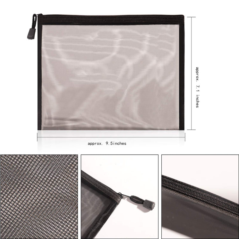[Australia] - 20 Pieces Black Mesh Bags Mesh Zipper Pouch Makeup Cosmetic Bag Pencil Pouch, 9.5 x 7.1 Inches 