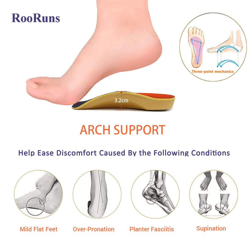 [Australia] - Orthotic Inserts 3/4 Length, Plantar Fasciitis Insoles with Metatarsal Pads Heel Cushion for Men and Women, High Arch Support Shoe Inserts for Flat Feet, Overpronation, Walking Running, M M(Men's7-10.5, Women's8-11.5) 