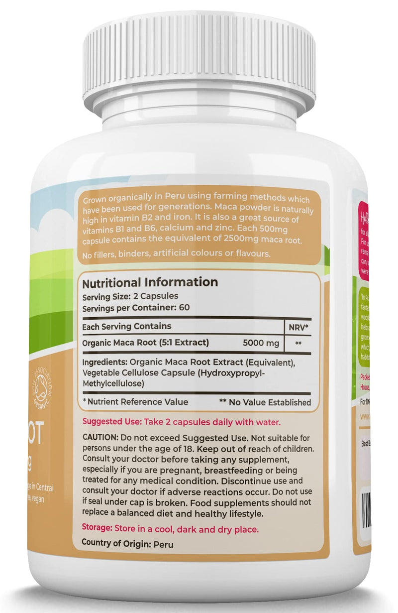 [Australia] - Organic Maca Capsules by TheHealthyTree Company - High Strength 2500mg Extract per Capsule for Men and Women - 120 Vegan Maca Root Powder Tablets 