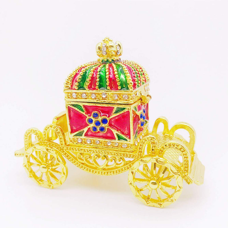 [Australia] - Gishima Decorative Royal Carriage Figurine Trinket Box Hand-Painted Enameled Collectible Hinged Trinket Jewelry Box 