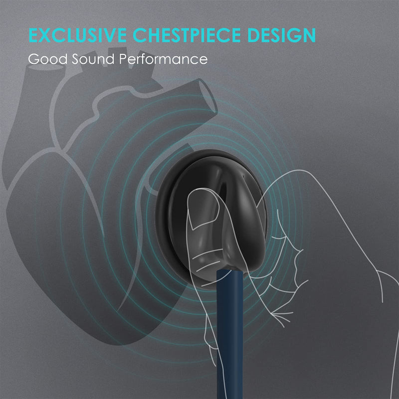 [Australia] - Clairre Single Head Stethoscope for Doctors/Nurses/Nursing Students, for Medical and Home Use (Navy Blue Tube, Without EVA Case) Navy Blue Tube 
