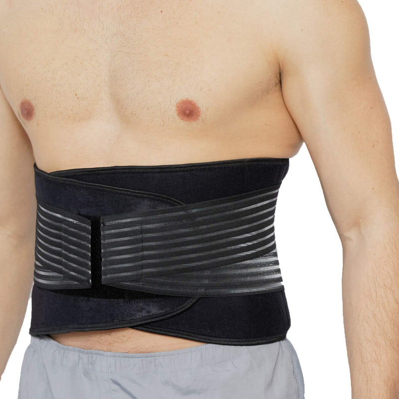 [Australia] - Neotech Care Neoprene Back Brace, Lumbar Support with Double Banded Strong Compression Pull Straps (Black & Blue, Size XXXXL) 4XL 