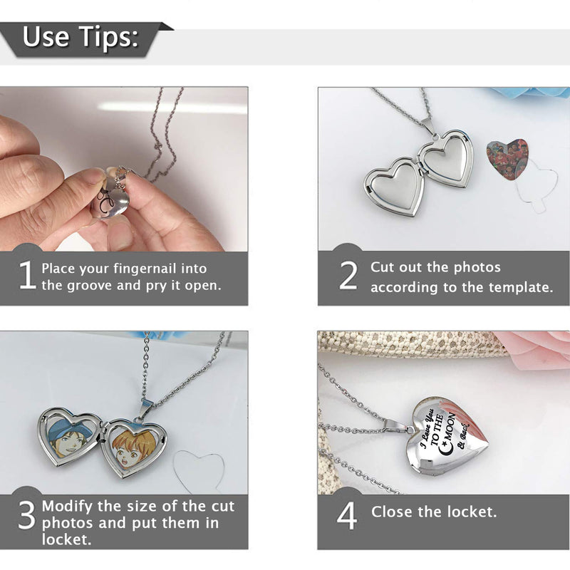 [Australia] - YOUFENG Love Heart Locket Necklace That Holds Pictures Engraved I Love You to The Moon and Back Photo Lockets Moon & Back locket 
