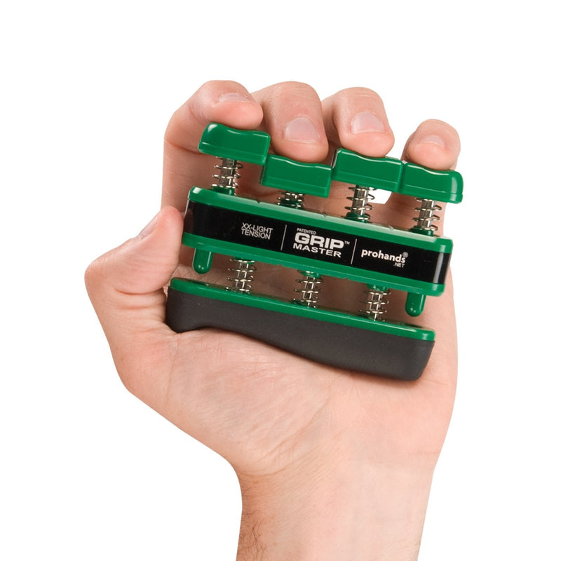 [Australia] - PROHANDS Gripmaster Hand Exerciser, Finger Exerciser (Hand Grip Strengthener), Spring-Loaded, Finger-Piston System, Isolate & Exercise Each Finger 1.5 lb (XX-Light Tension) Green - Gripmaster 