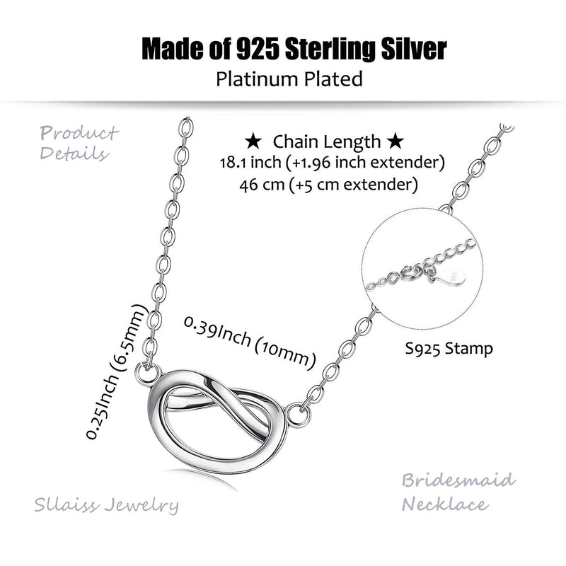 [Australia] - Sllaiss 925 Sterling Silver Small Forever Love Knot Necklace Clavicle Necklace for Women Girls Teen Infinity Pendant Bridesmaid Jewelry Gift 