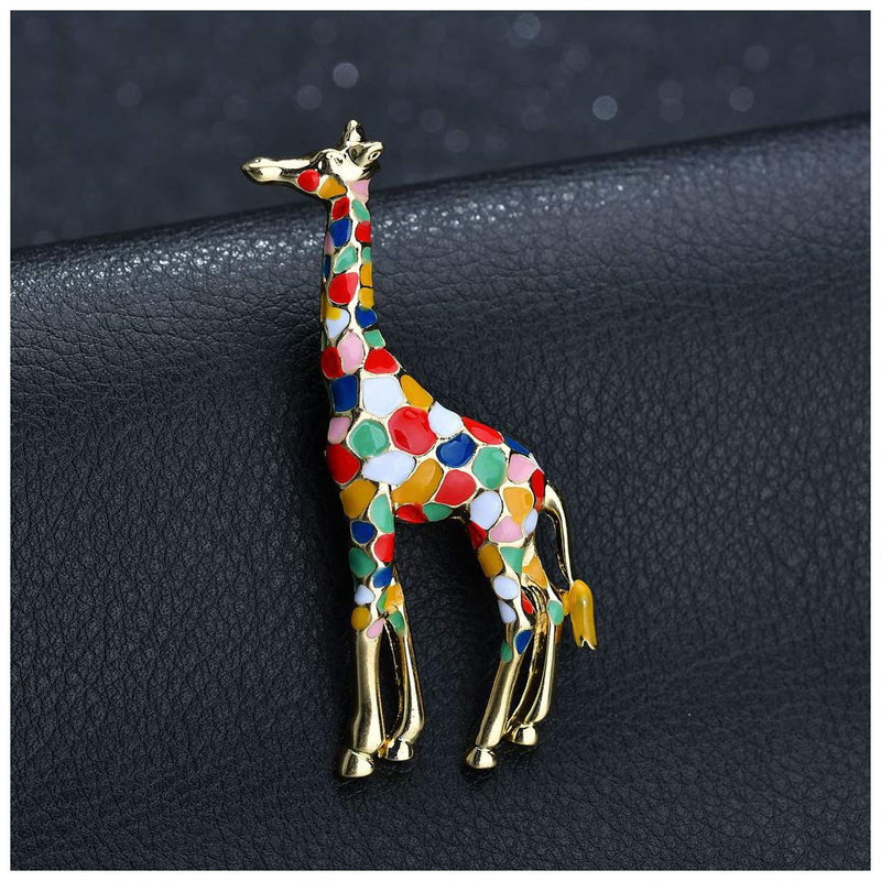 [Australia] - MIXIA Enamel Giraffe Deer Brooches Pin for Women Cute Animal Brooch Pin Fashion Jewelry Gold Color Gift for Kids Exquisite Colorful Brooch Pins 