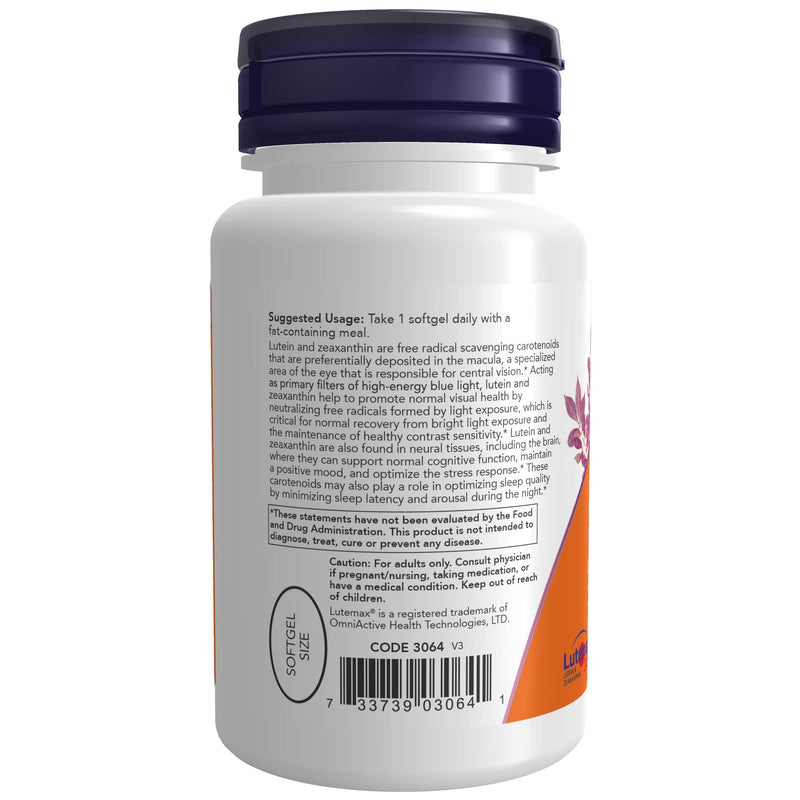 [Australia] - NOW Supplements, Lutein & Zeaxanthin with 25 mg Lutein and 5 mg Zeaxanthin, 60 Softgels 