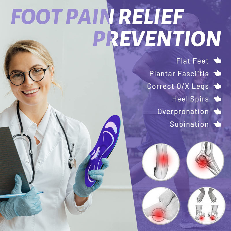 [Australia] - Plantar Fasciitis Insoles, Orthotic Arch Support Insoles for Flat Feet, Feet Pain, Foot Valgus, Over Pronation, Comfort Sport Inserts for Women Men UK 6-7.5 (26cm) 